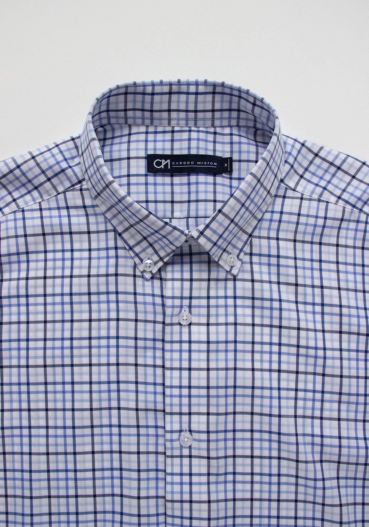 Camisa Sarga Cuadro Ventana Algodón Multi Azul